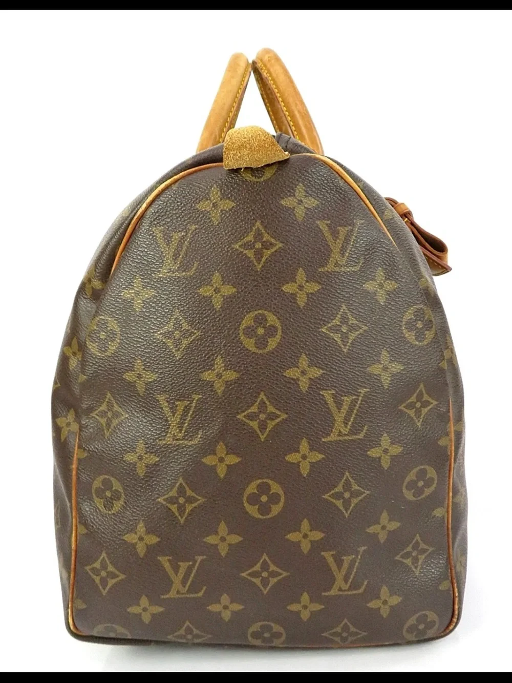 Louis Vuitton Brown Monogram Canvas Duffle with Tan Leather Trim